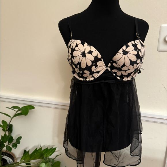 Victoria's Secret Sexy Little Thing Sheer Mesh Push Up Babydoll lingerie‎ 36D - Picture 2 of 9